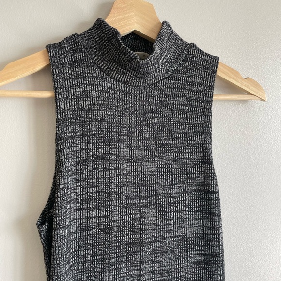 Chic Minimalist Grey Sweater Dress | High Neck Bodycon Capsule Wardrobe Staple - Picture 5 of 8